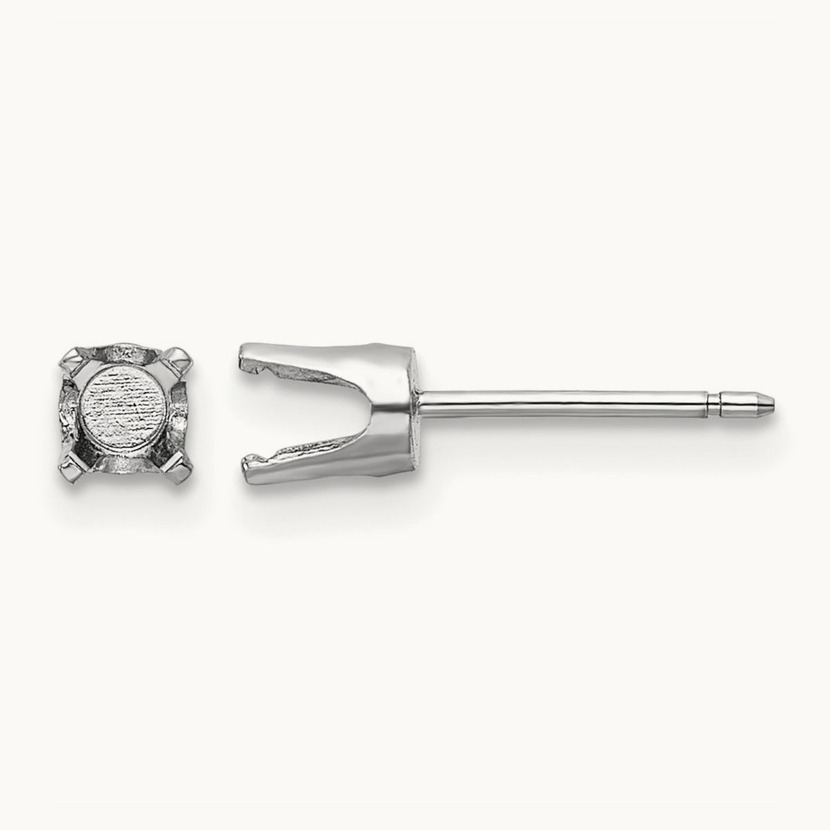 Setting: Round Stud Earring Mounting with backs — 14K White Gold