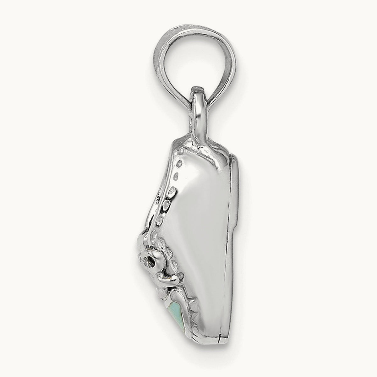 3-D Light Blue Enamel Baby Shoe Charm — 14K White Gold