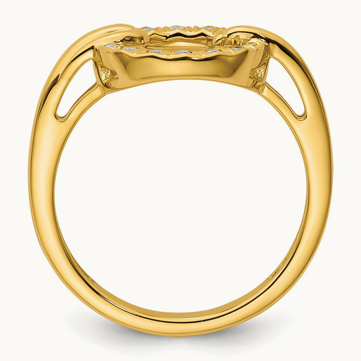 Polished Diamond Open Circle Fashion Ring, 14K