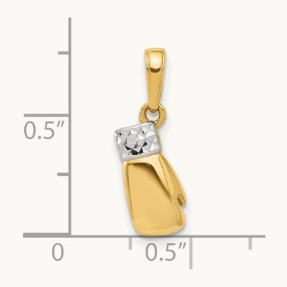 D/C Boxing Glove Pendant, 14K with White Rhodium
