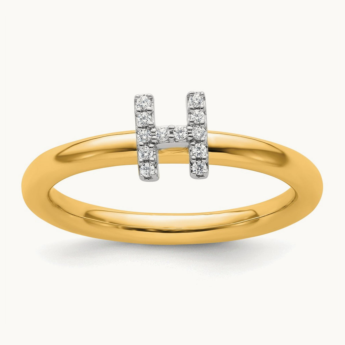Stackable Diamond Ring — 14K Yellow Gold, H