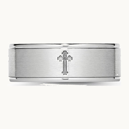 Chisel Cobalt Satin and Polished Ridged Edge 8mm Band