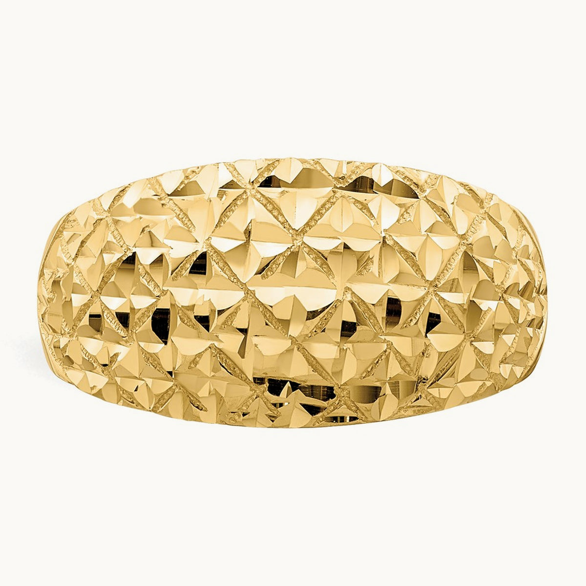D/C Quilted Pattern Dome Ring, 14K