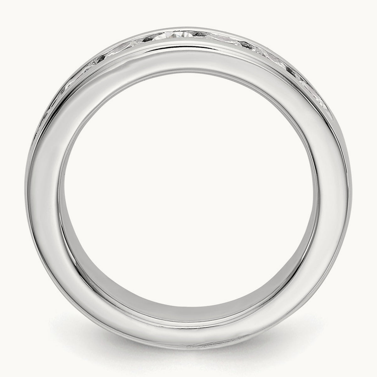 7-Stone Diamond Channel Band, 14K White Gold