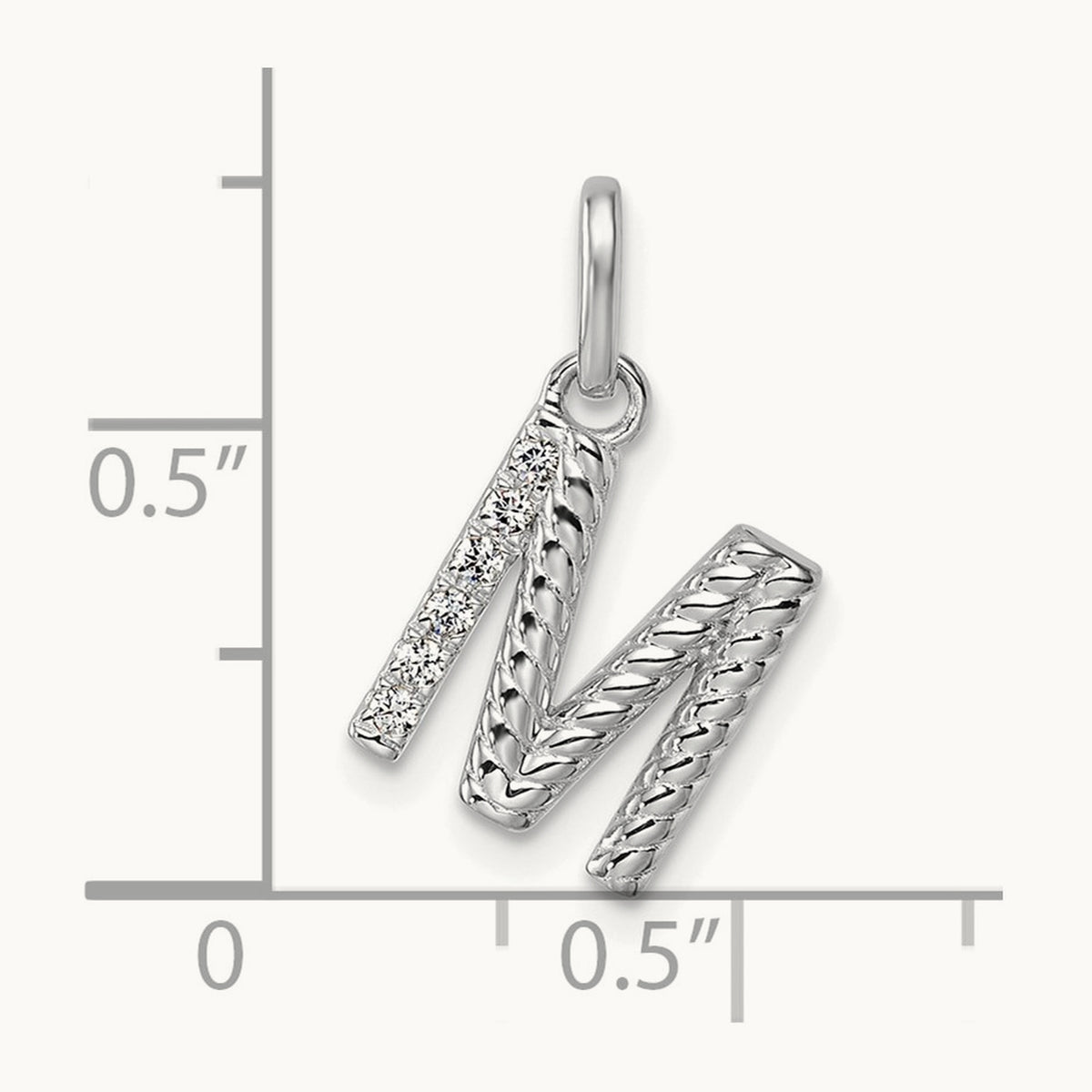 Twisted Diamond Charm — 14K White Gold, M