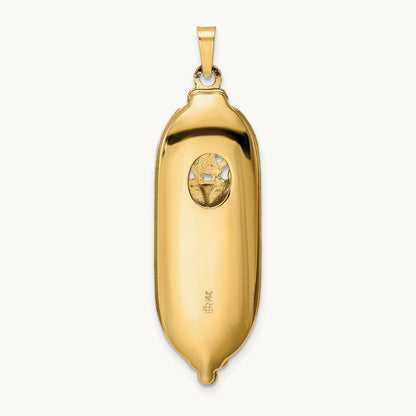 Polished Mezuzah Enameled Star Pendant, 14K