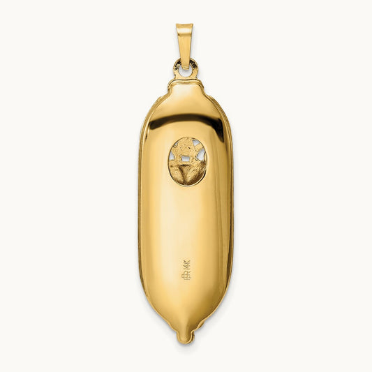 Polished Mezuzah Enameled Star Pendant, 14K