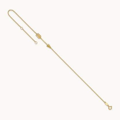 Polished Arrow 10in Plus 1in ext. Anklet, 14K