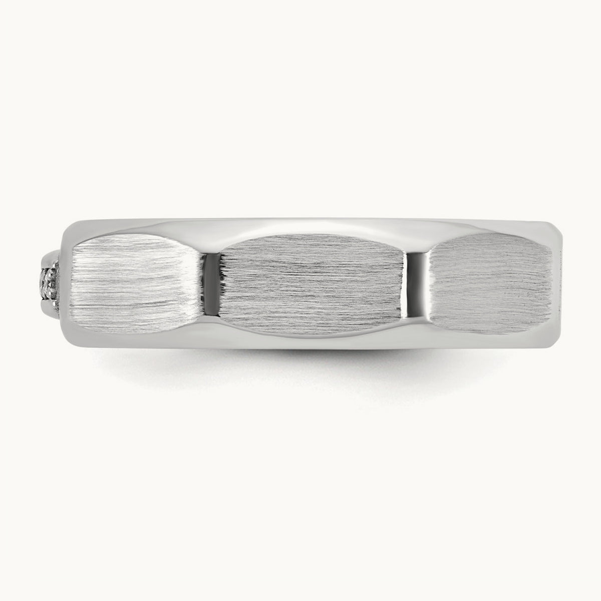 IB Goodman Mens Satin Complete 1/20ct Diamond Ring, 14K White Gold