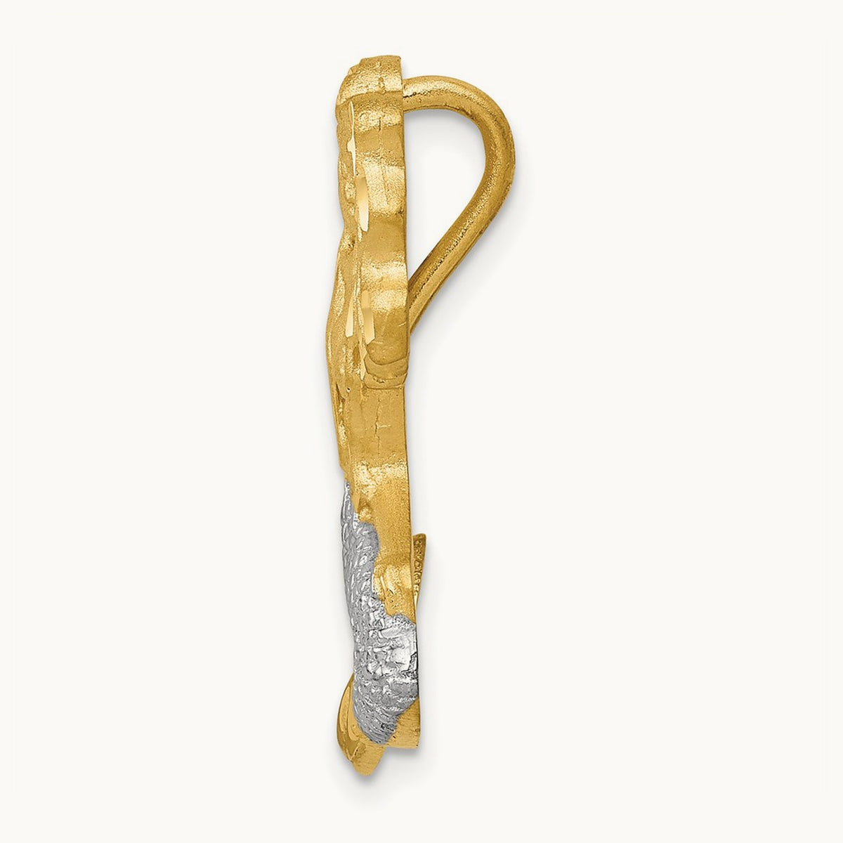 w/White Rhodium Satin D/C Mermaid Chain Slide, 14K
