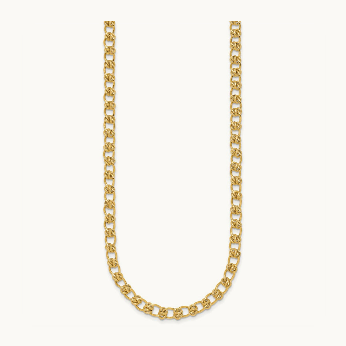 Polished Fancy Link 17 Inch Necklace, 5.0mm, 14K