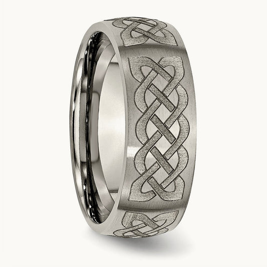 Brushed Celtic Laser Design Band — photo set