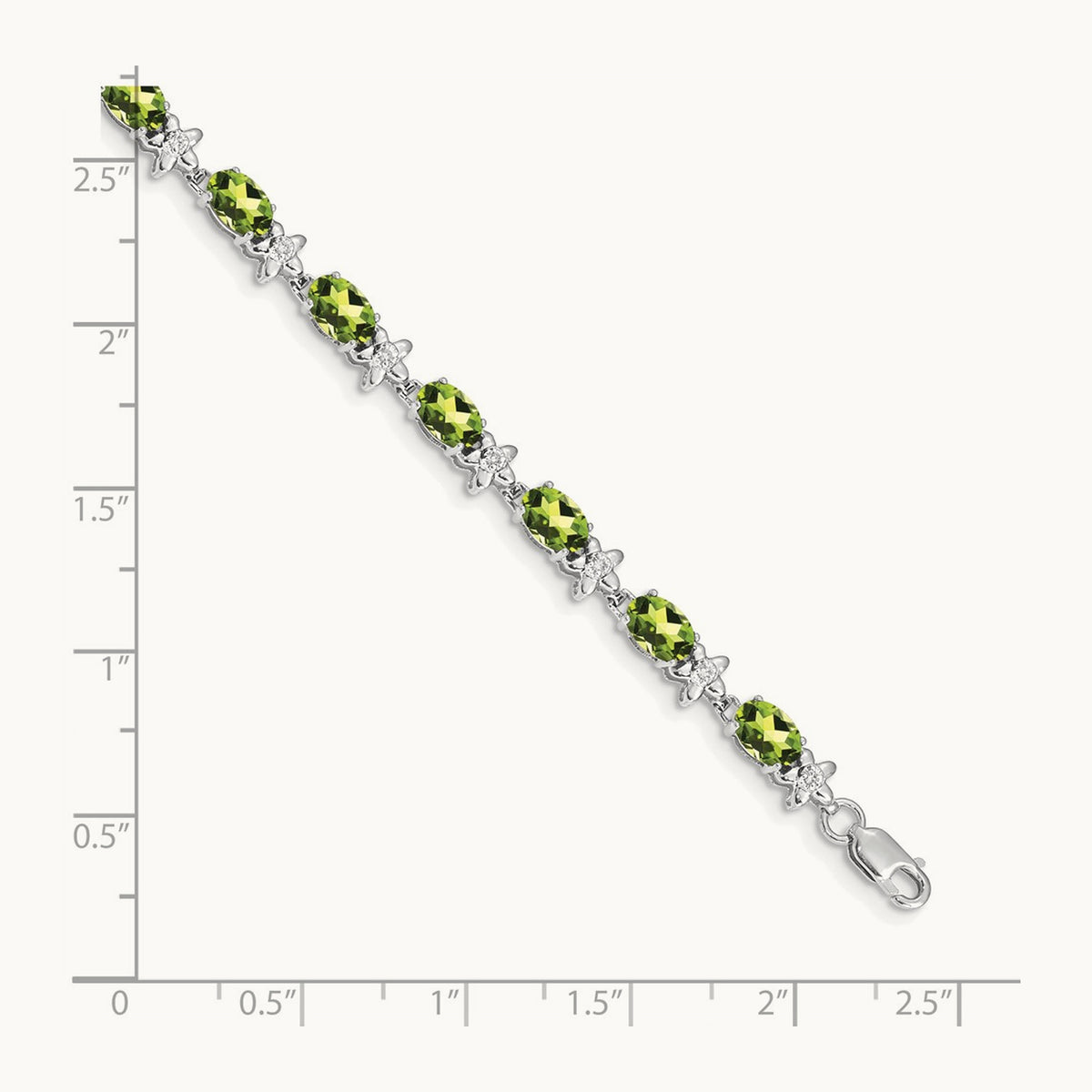 Floral Diamond and Peridot Bracelet — 14K White Gold
