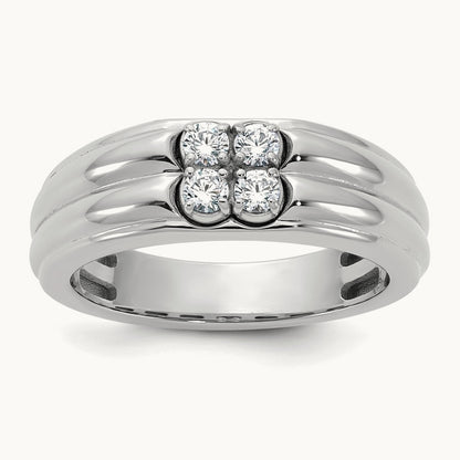 Setting: 14K Two-Tone IB Goodman Men's Polished 4-Stone Diamond Ring Mounting, 14K Gold — 14K White Gold