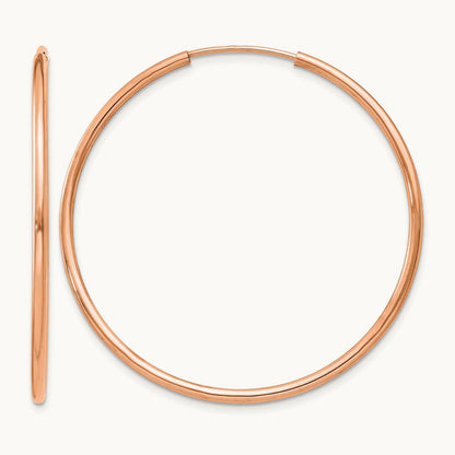 Polished Endless Tube Hoop Earrings, 1.50mm, 14K Rose Gold