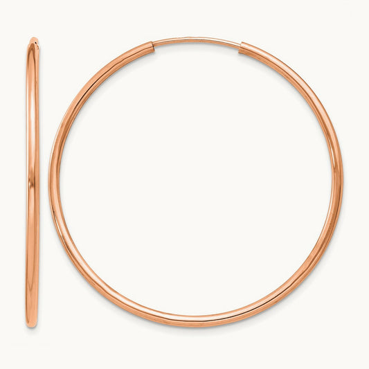 Polished Endless Tube Hoop Earrings, 1.50mm, 14K Rose Gold