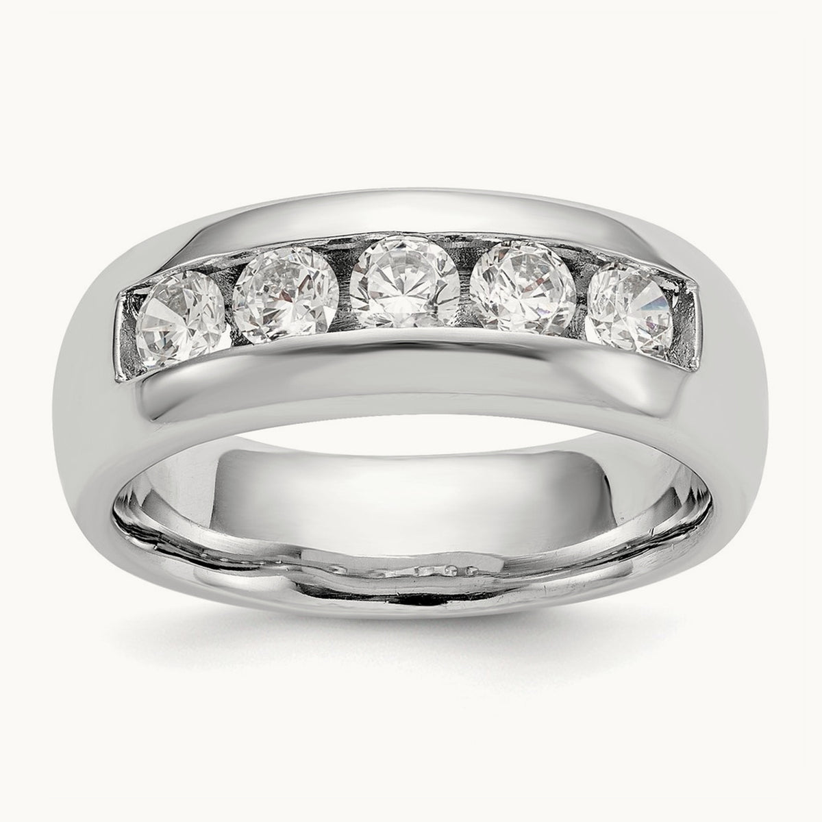 5-Stone Diamond Channel Band, 14K White Gold