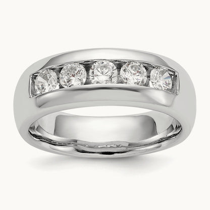 5-Stone Diamond Channel Band, 14K White Gold