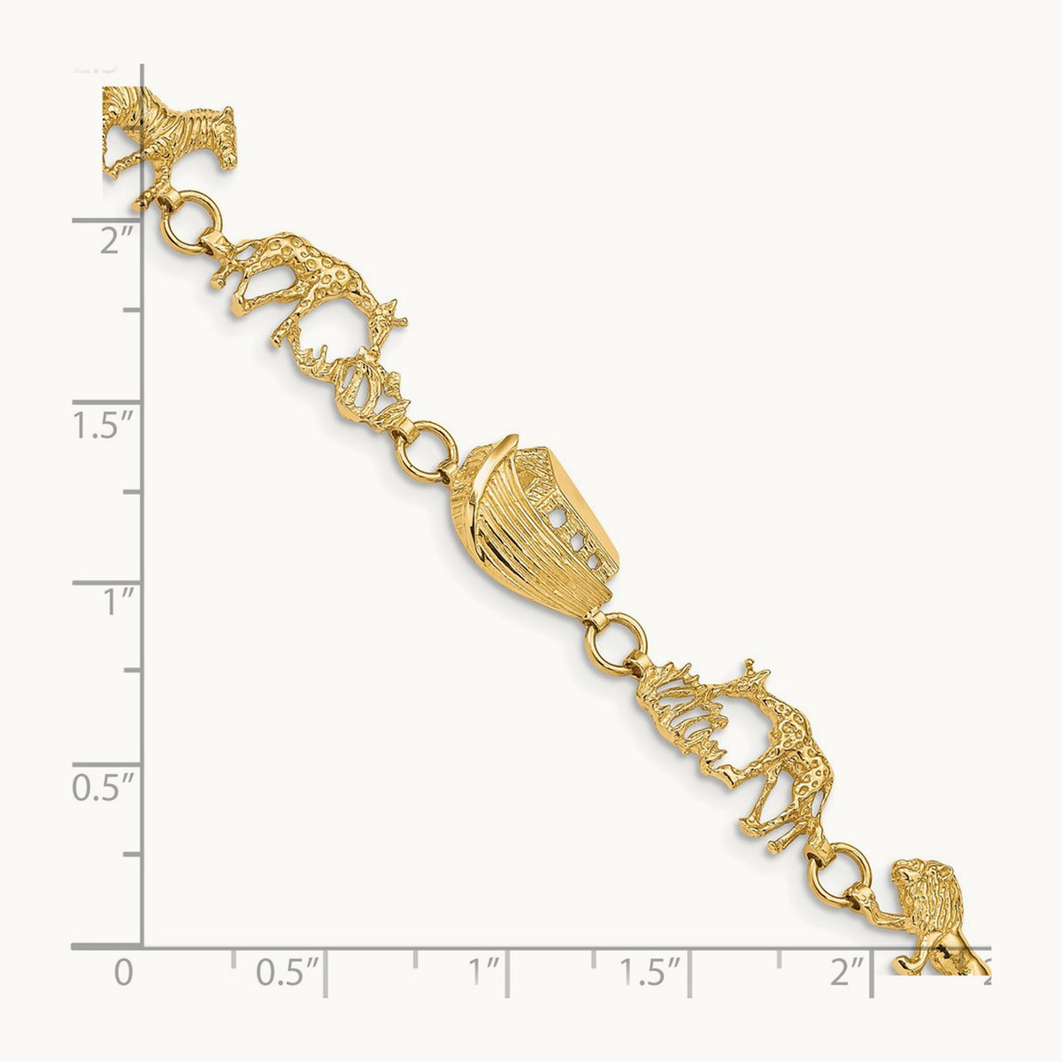 Polished and Textured Noah's Ark 7 inch Bracelet, 14K