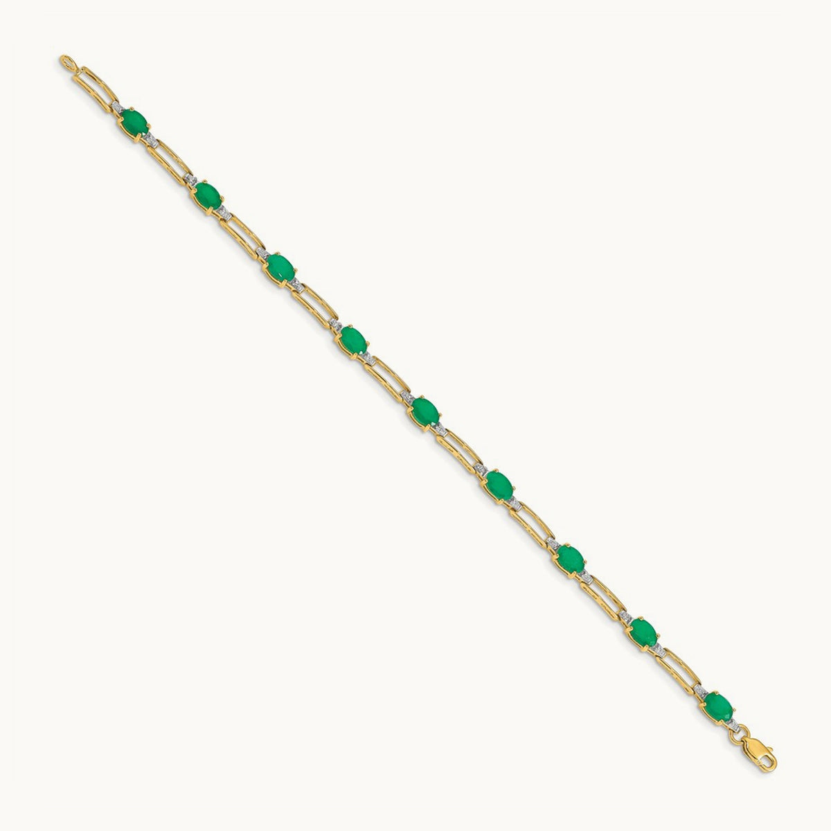 Diamond and Oval Emerald Bracelet, 14K