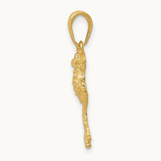 Solid Polished Open-Backed Frog Pendant, 14K