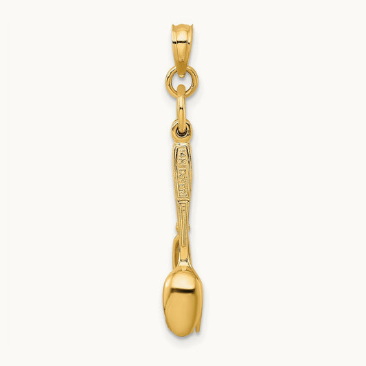 3-D Enamel Knife, Fork, Spoon Moveable Charm, 14K