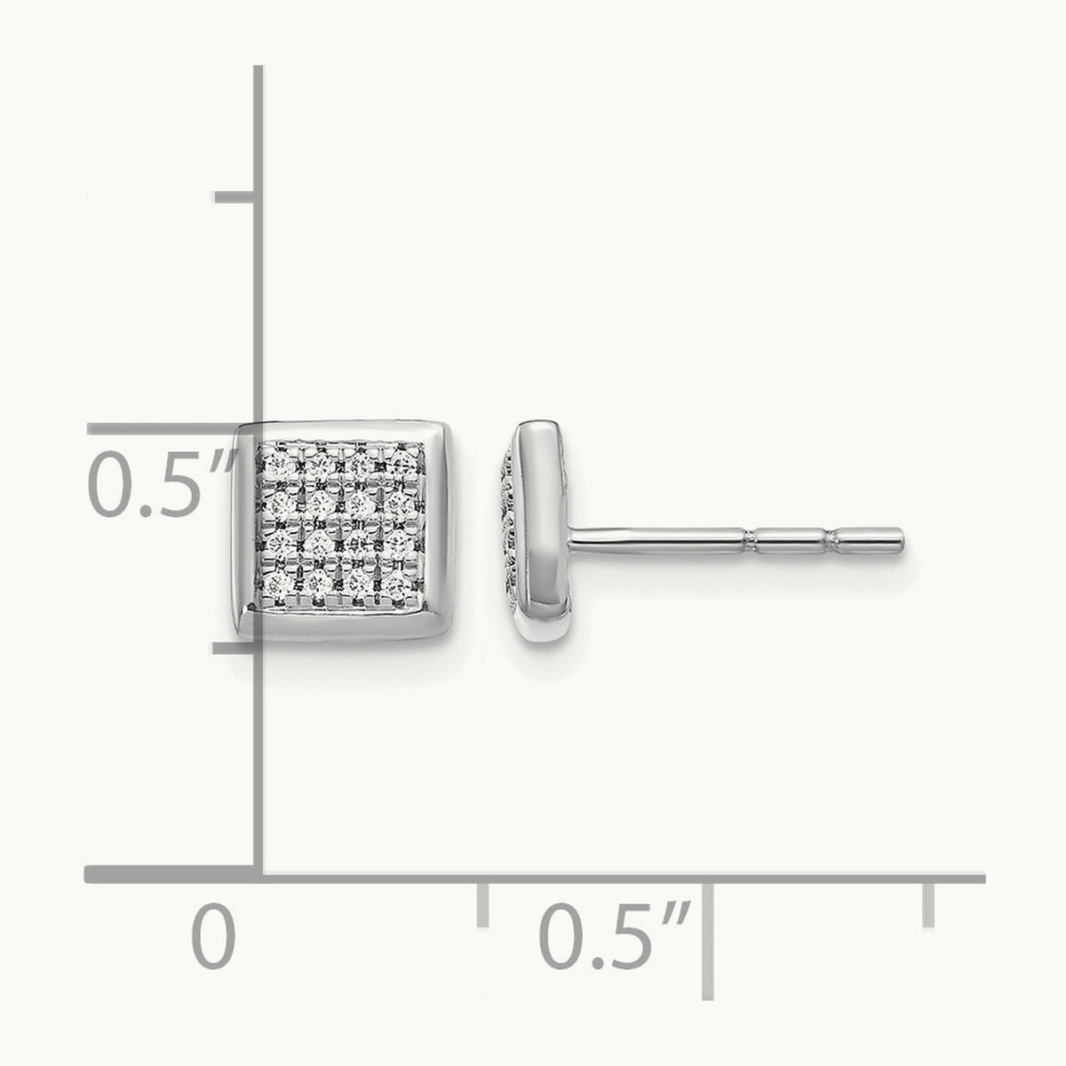 Square Diamond Cluster Earrings — 14K White Gold, 7mm