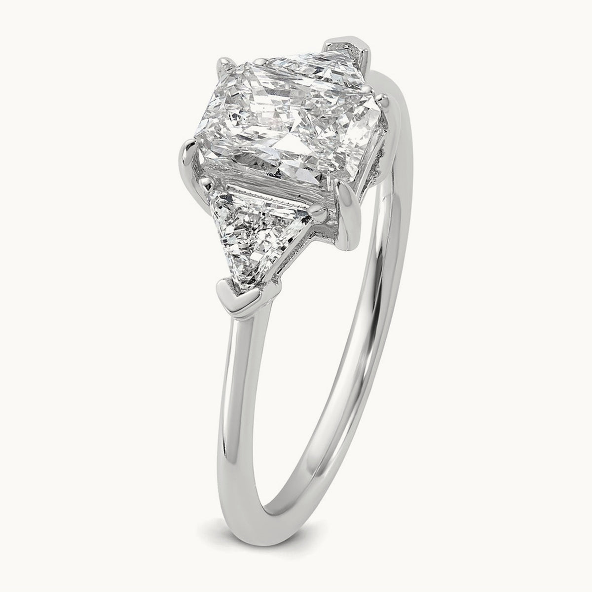 Radiant & Triangle Engagement Ring, 1.25-3.50 ct tw Lab-Grown Diamond — 1 3/8 ct, 14K White Gold
