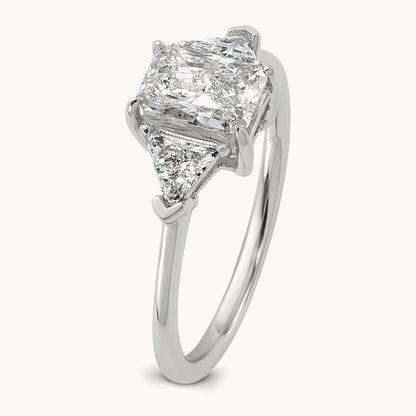 Radiant & Triangle Engagement Ring, 1.25-3.50 ct tw Lab-Grown Diamond — 1 3/8 ct, 14K White Gold