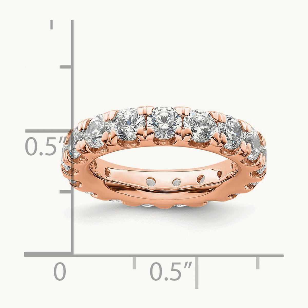 Polished U Shared Prong Diamond Eternity Band, 3.00 ct tw — 14K Rose Gold