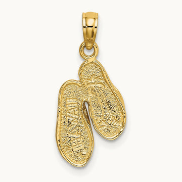 3D Solid Polished HAWAII Flip-Flops Charm, 14K