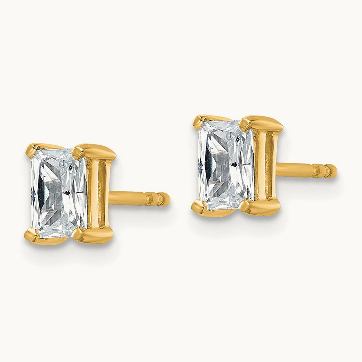 Radiant Four-Prong Stud Earrings, 0.50-6.00 ct tw Lab-Grown Diamond — 1 ct, 14K Yellow Gold