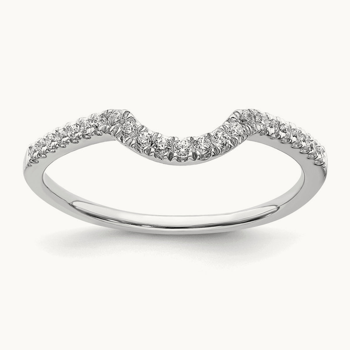 Diamond Contoured Wedding Band — 14K White Gold, 7