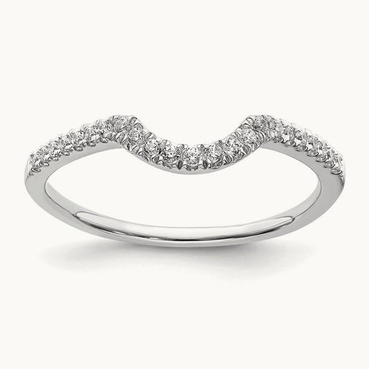 Diamond Contoured Wedding Band — 14K White Gold, 7