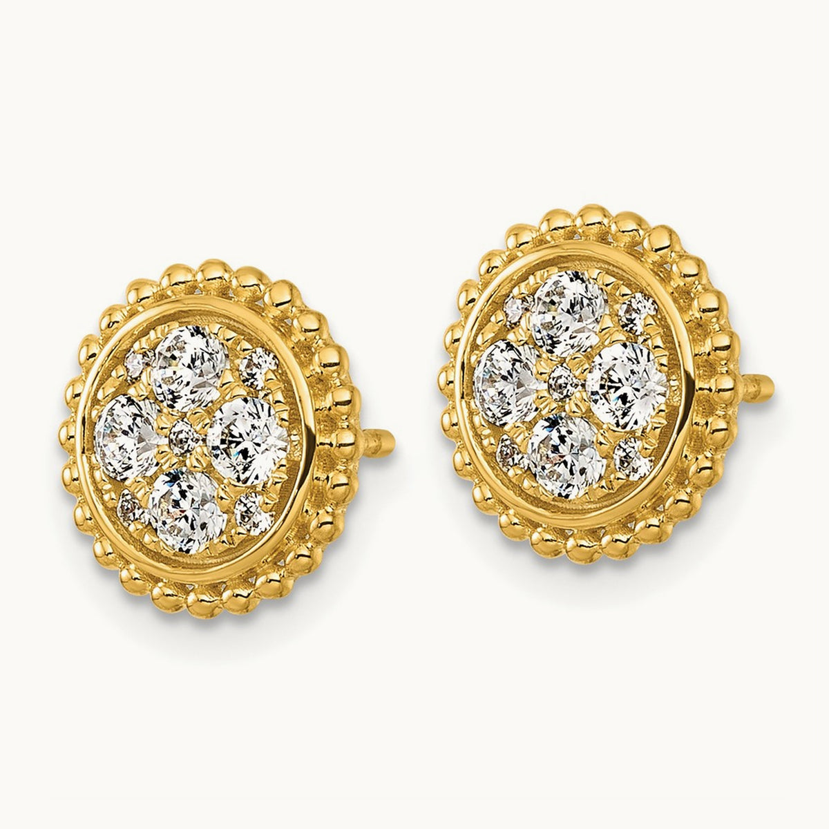 Cluster Post Earrings, 0.75 ct tw Lab-Grown Diamond — 14K Yellow Gold