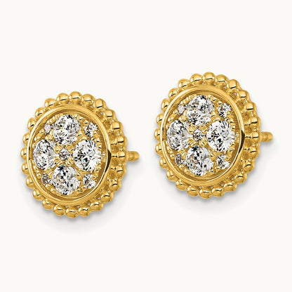 Cluster Post Earrings, 0.75 ct tw Lab-Grown Diamond — 14K Yellow Gold