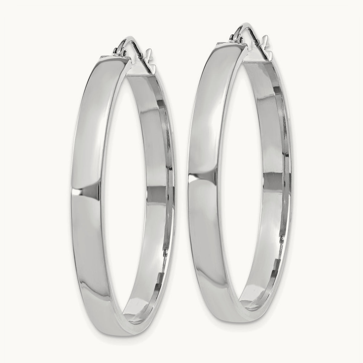Polished Hoop Earring, 35mm, 4mm wide in 14K White Gold