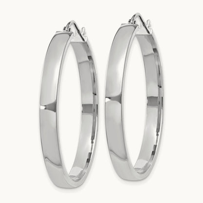 Polished Hoop Earring, 35mm, 4mm wide in 14K White Gold