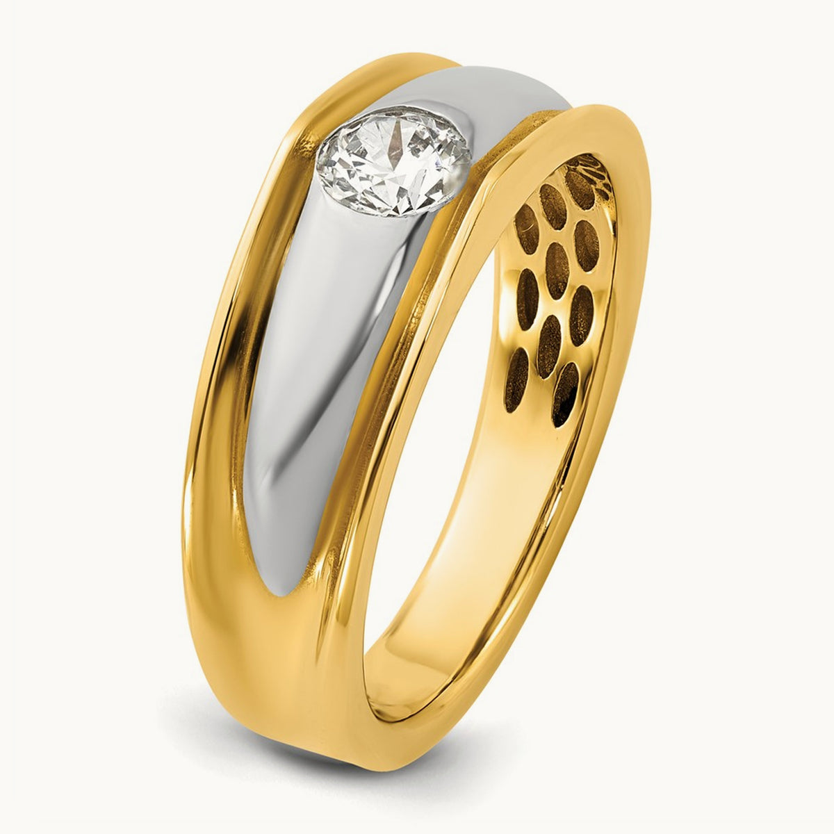 w/White Rhodium IB Goodman Mens Complete 1/2ct Diamond Ring, 14K Yellow Gold
