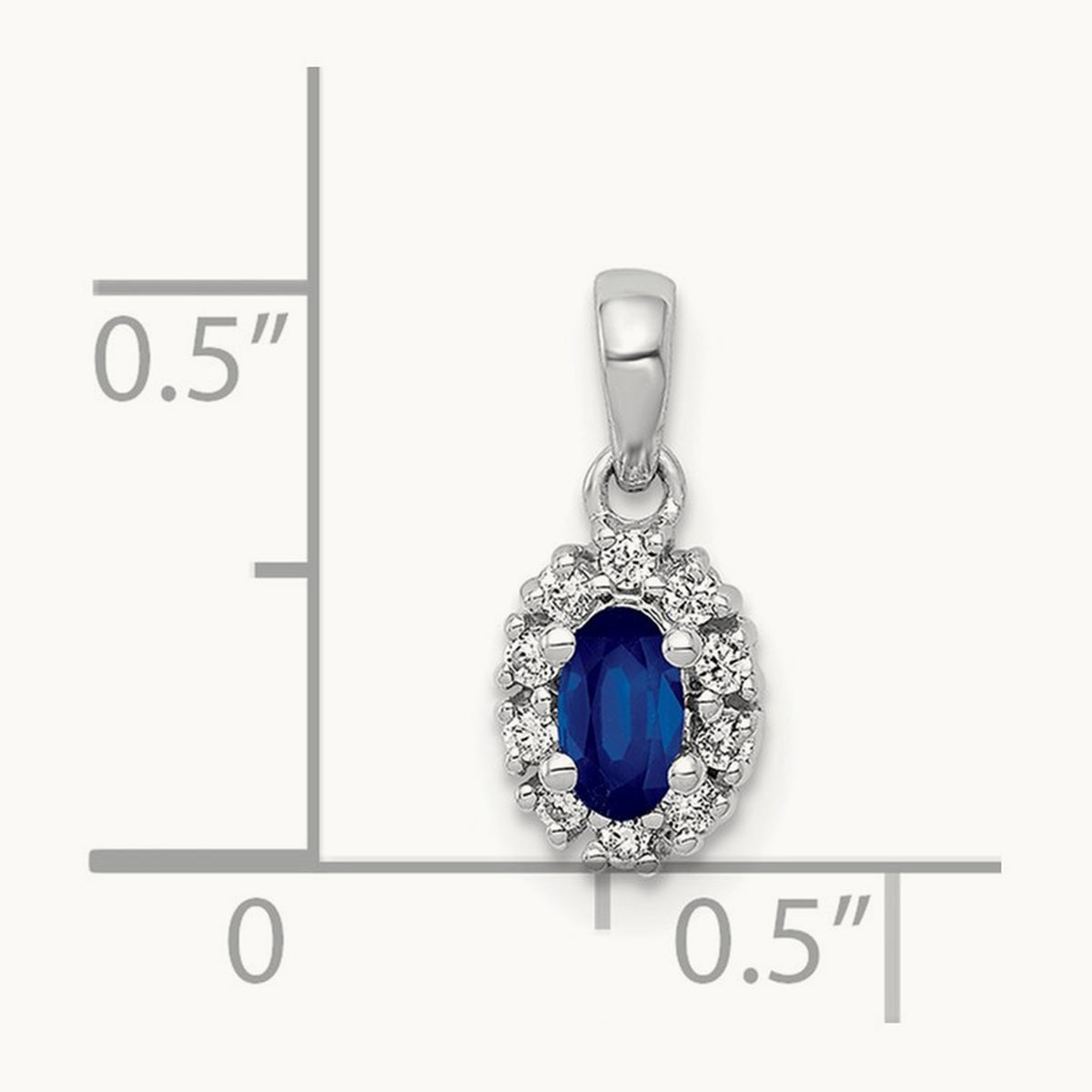 Diamond and .32 Sapphire Oval Halo Pendant, 14K White Gold