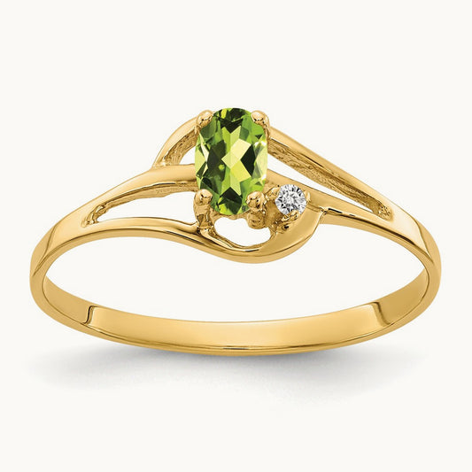 Peridot Diamond Ring, 14K