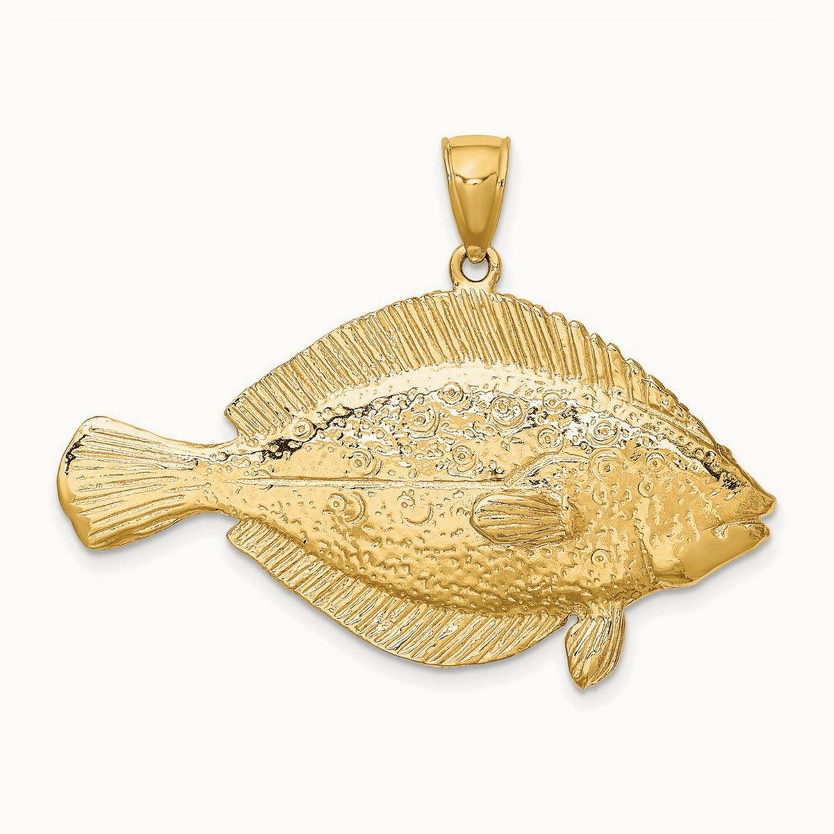 3-D Flounder Fish Charm, 14K