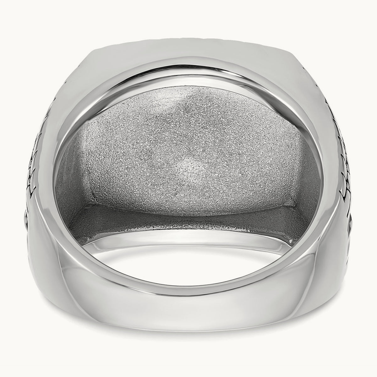 IBGoodman Men's Antiqued Onyx and Diamond Complete Ring, 14K White Gold