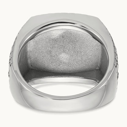 IBGoodman Men's Antiqued Onyx and Diamond Complete Ring, 14K White Gold