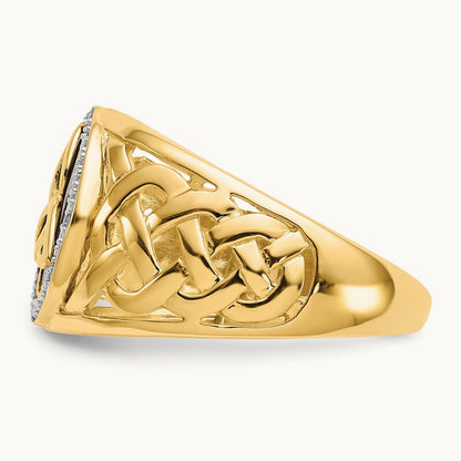 Onyx Diamond Trinity Ring, 14K with Rhodium