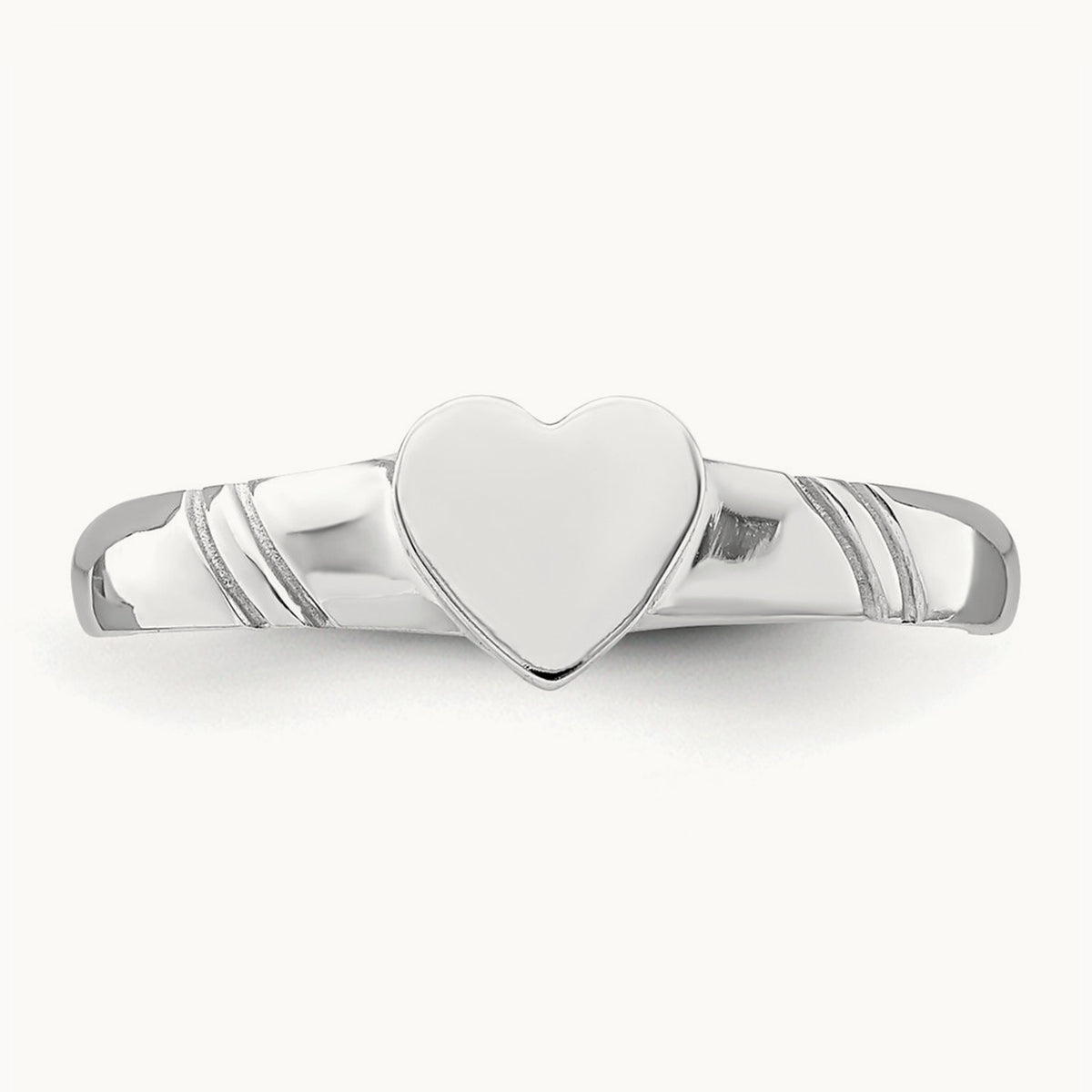 Polished Heart Children's Ring, 14K White