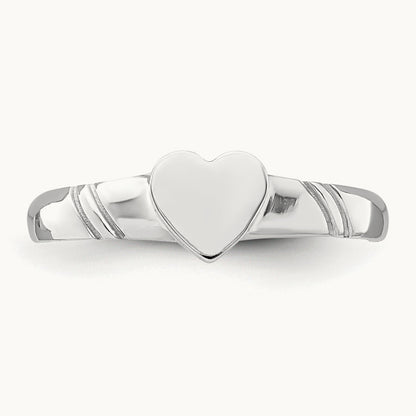 Polished Heart Children's Ring, 14K White