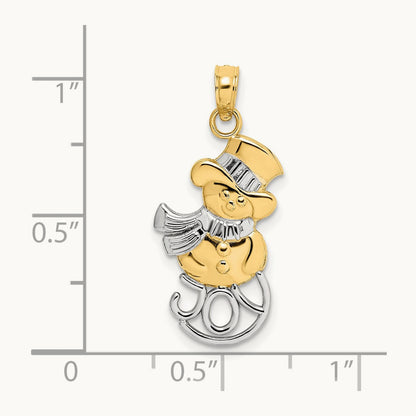 Snowman w/Joy Pendant, 14K with Rhodium