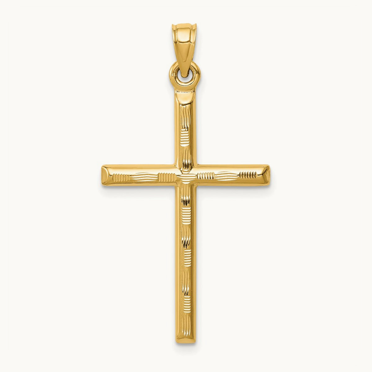 Hollow Diamond-cut Cross Pendant, 14K