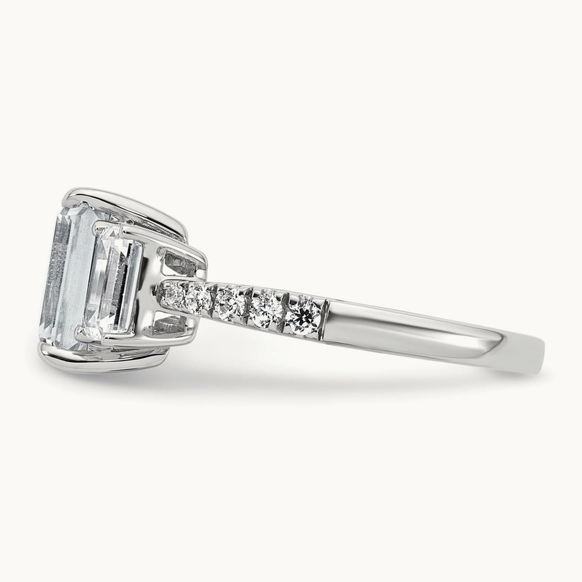 Emerald 3 Stone Engagement Ring, 1.75-3.25 ct tw Lab-Grown Diamond — 3 3/8 ct, VS (Best) · Certified, 14K White Gold